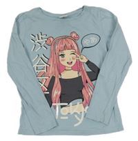 Světlemodré triko s dívkou Page one young