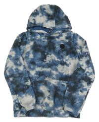 Tmavomodro-šedá army fleecová mikina s kapucí Pep&Co