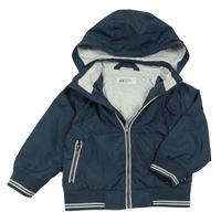 Tmavomodrá šusťáková jarní bunda s kapucí H&M