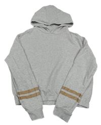 Šedá melírovaná crop mikina s kapucí M&S