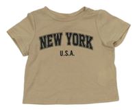 Béžové tričko s nápisem shein