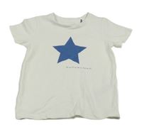 Bílé tričko s modrou hvězdou 