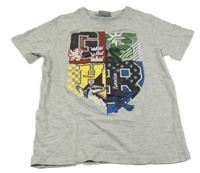 Šedé melírované tričko s potiskem - Harry Potter