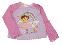 Lila-růžové pyžamové triko s Dorou Nickelodeon