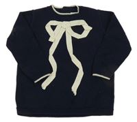 Tmavomodrý lehký svetr s mašlí Mamas&Papas