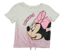 Bílo-růžové tričko s Minnie a uzlem C&A