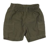 Khaki lehké kraťasy s kapsami 