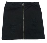 Černá propínací riflová sukně s prošoupáním Reserved