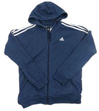 Tmavomodrá propínací mikina s logem a kapucí Adidas