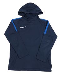 Tmavomodrá sportovní mikina s logem a kapucí Nike