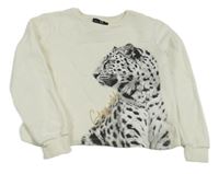 Bílá crop mikina s leopardem C&A
