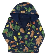 Tmavomodro-barevná propínací mikina se zvířátky a kapucí M&S