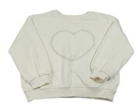 Bílá mikina se srdíčkem z kamínků H&M