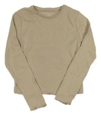 Béžové žebrované crop triko Primark