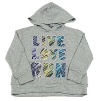 Šedý melírovaný svetr s nápisy a kapucí V by Very