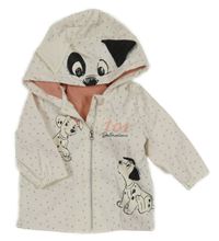 Bílo-černá puntíkatá voděodolná jarní bunda s dalmatiny a kapucí Disney