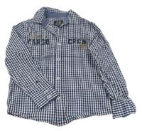 Tmavomodro-bílá kostkovaná košile s nápisem C&A