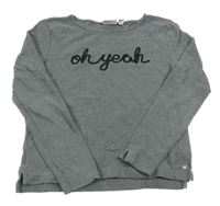 Šedé žebrované triko s nápisem Tom Tailor