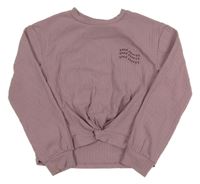 Lila žebrovaná crop mikina s nápisem Nutmeg