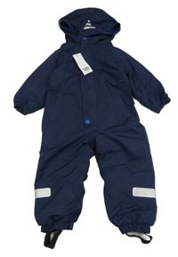 Nové - Tmavomodrá šusťáková zateplená kombinéza s kapucí F&F