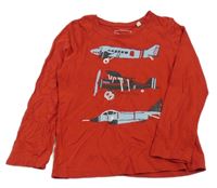 Červené triko s letadly C&A