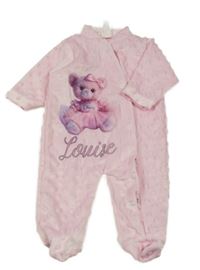 Světlerůžový plyšový minky overal s medvídkem 