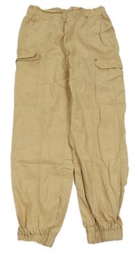 Béžové plátěné cargo cuff kalhoty River Island
