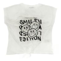 Bílé crop tričko se smajlíky - Smiley World 