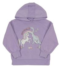 Lila mikina s dinem a jednorožcem a kapucí Primark