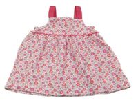 Bílo-růžové květované šaty 