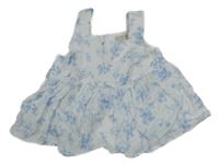 Bílo-světlemodrý květovaný bavlněný top