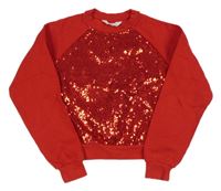 Červená crop mikina s flitry H&M