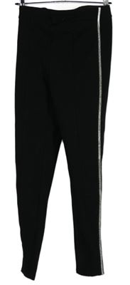 Dámské černé tregíny s kamínkovými pruhy Zara 