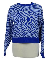 Dámský safírovo-světlemodrý vzorovaný crop svetr I saw it first 