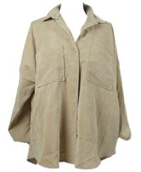 Dámská béžová manšestrová košilová bunda Zara 