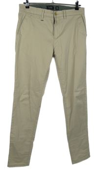 Pánské béžové plátěné chino kalhoty Pull&Bear vel. 32