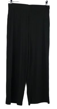 Dámské černé žebrované culottes kalhoty 