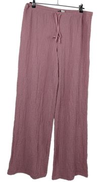 Dámské růžové mušelínové palazzo kalhoty H&M