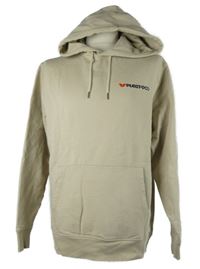 Pánská béžová mikina s nápisem a kapucí 