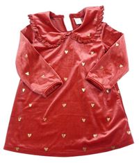 Červené plyšové šaty se srdíčky H&M