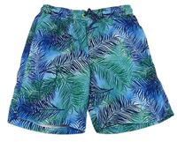 Modré plážové kraťasy s listy Matalan