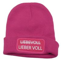 Fuchsiová čepice s nápisem 