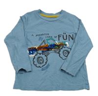 Modré triko s autem s flitry Nutmeg