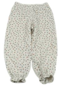 Bílé květinové sametové kalhoty