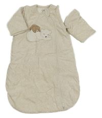 Světlebéžový sametový zateplený spací pytel s medvědy C&A