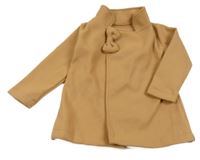 Béžový flaušový kabát s mašlí 