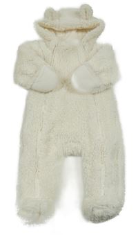 Bílá huňatá podšitá kombinéza s kapucí Mamas&Papas