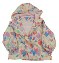 Světlerůžovo-barevná vzorovaná šusťáková jarní bunda s kapucí