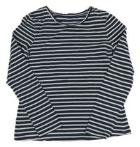 Tmavomodro-bílé pruhované triko C&A