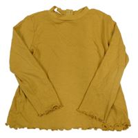 Hořčicové žebrované triko Zara